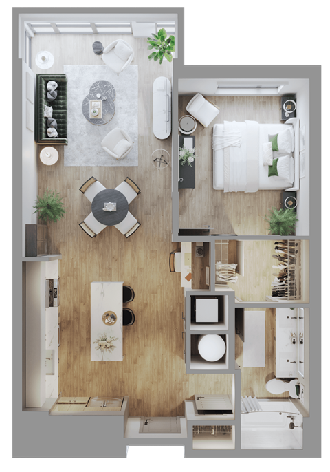 a floor plan of a house with a bedroom and a living room at Bemiston Place Apartments, Clayton, MO 63105